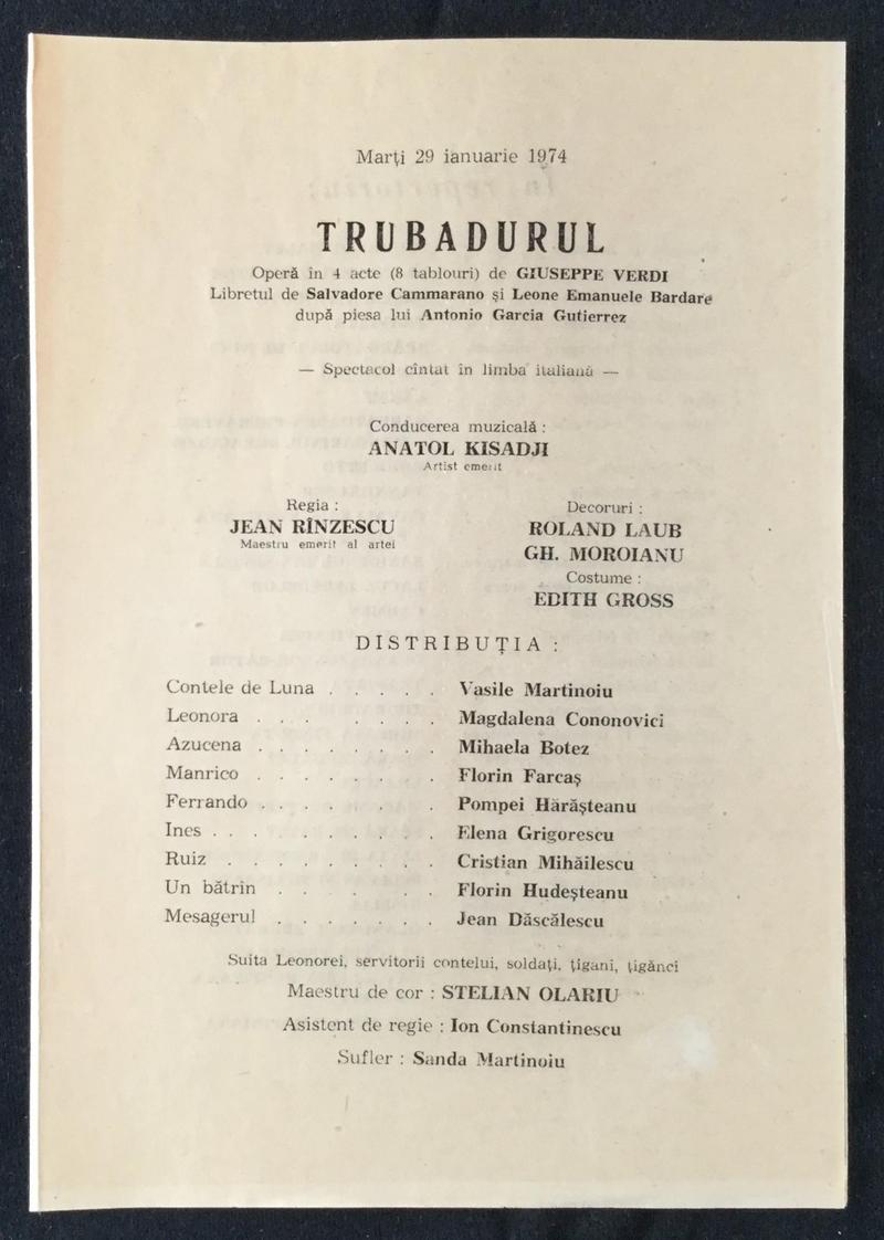 Contele de Luna în Trubadurul, 29 ian. 1974 (imaginea 1 din 2)