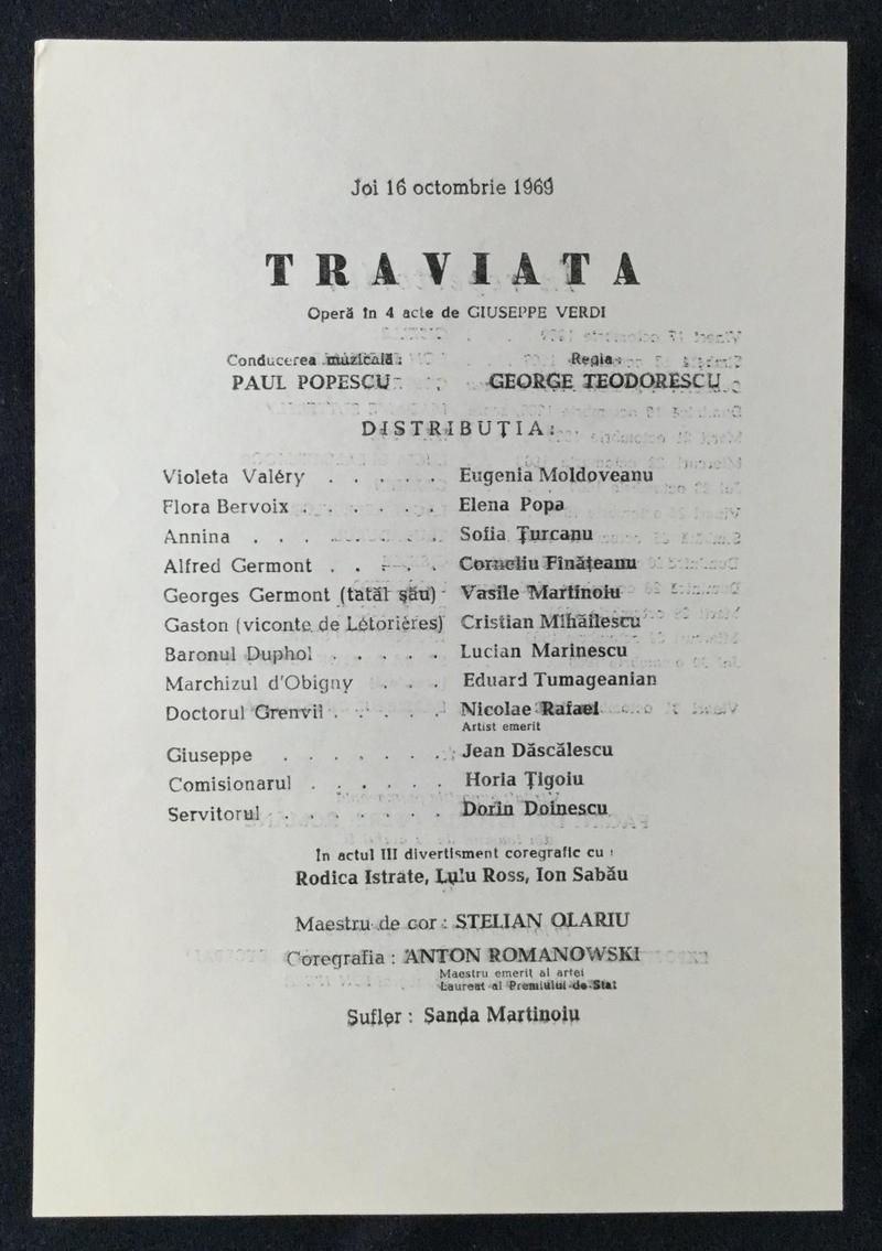 Giorgio Germont în Traviata, 16 oct. 1969