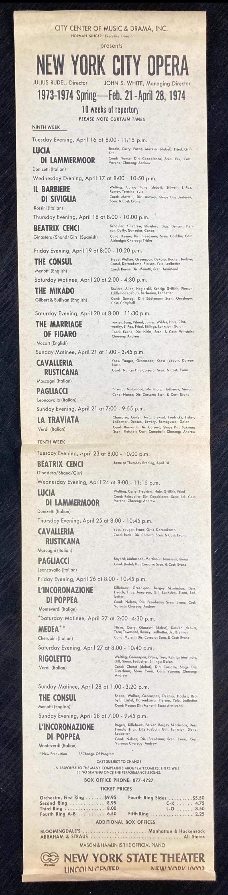Rigoletto în Rigoletto, 27 apr. 1974