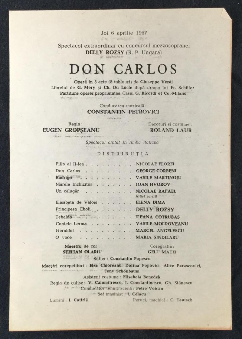 Rodrigo în Don Carlo, 6 apr. 1967
