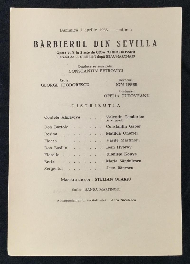 Figaro în Bărbierul din Sevilla, 7 apr. 1968