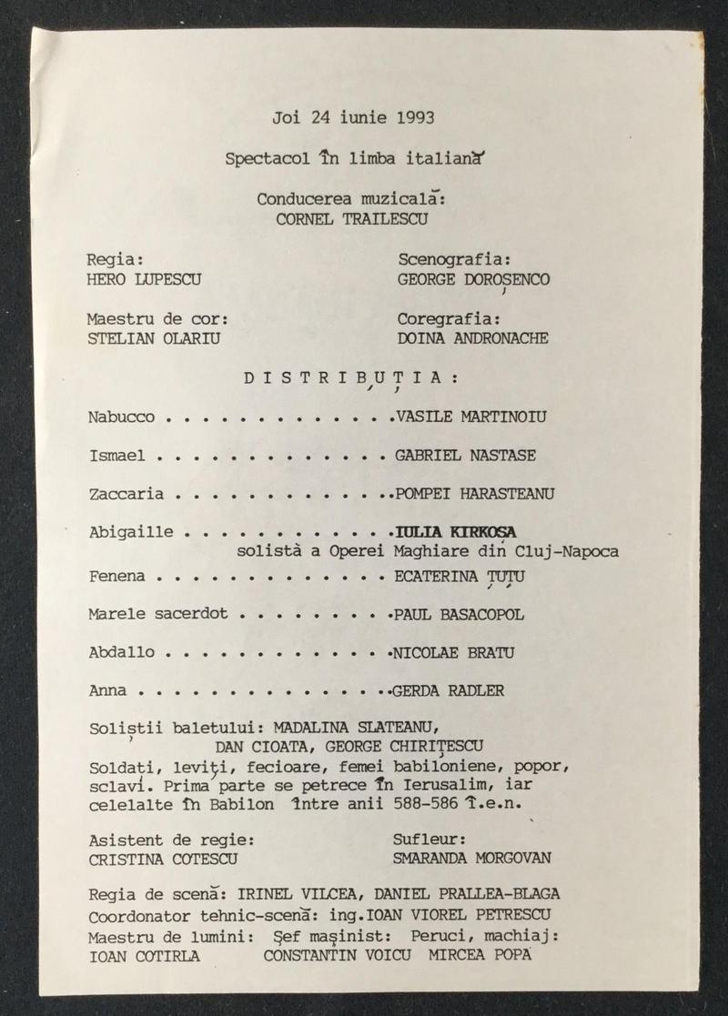 Nabucco în Nabucco, 24 iun. 1993 (imaginea 1 din 2)