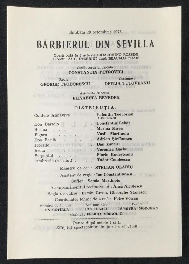 Figaro în Bărbierul din Sevilla, 28 oct. 1978 (imaginea 1 din 2)
