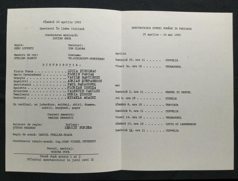 Scarpia în Tosca, 24 apr. 1993 (imaginea 1 din 2)
