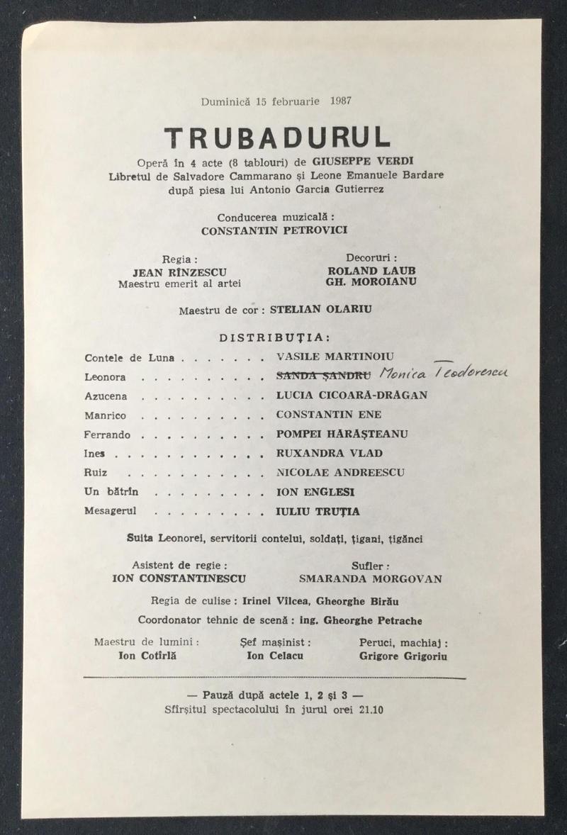Contele de Luna în Trubadurul, 15 feb. 1987