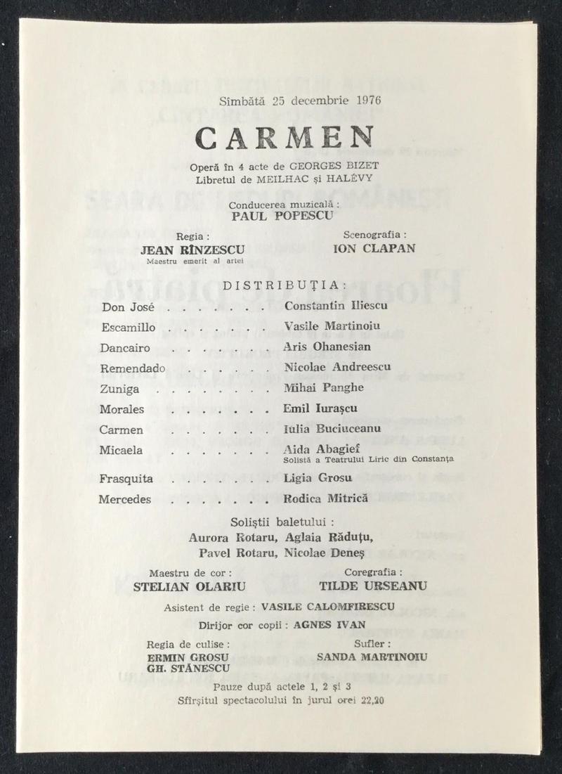 Escamilio în Carmen, 25 dec. 1976 (imaginea 1 din 2)