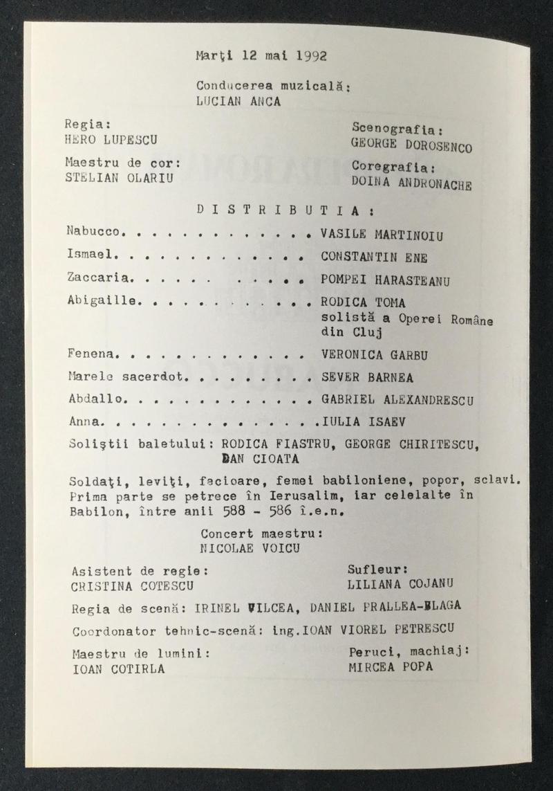 Nabucco în Nabucco, 12 mai 1992 (imaginea 1 din 3)