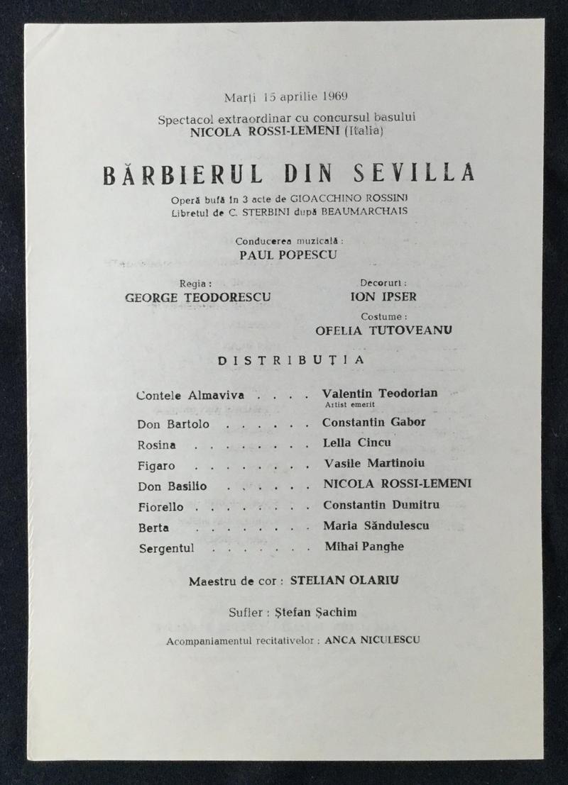 Figaro în Bărbierul din Sevilla, 15 apr. 1969