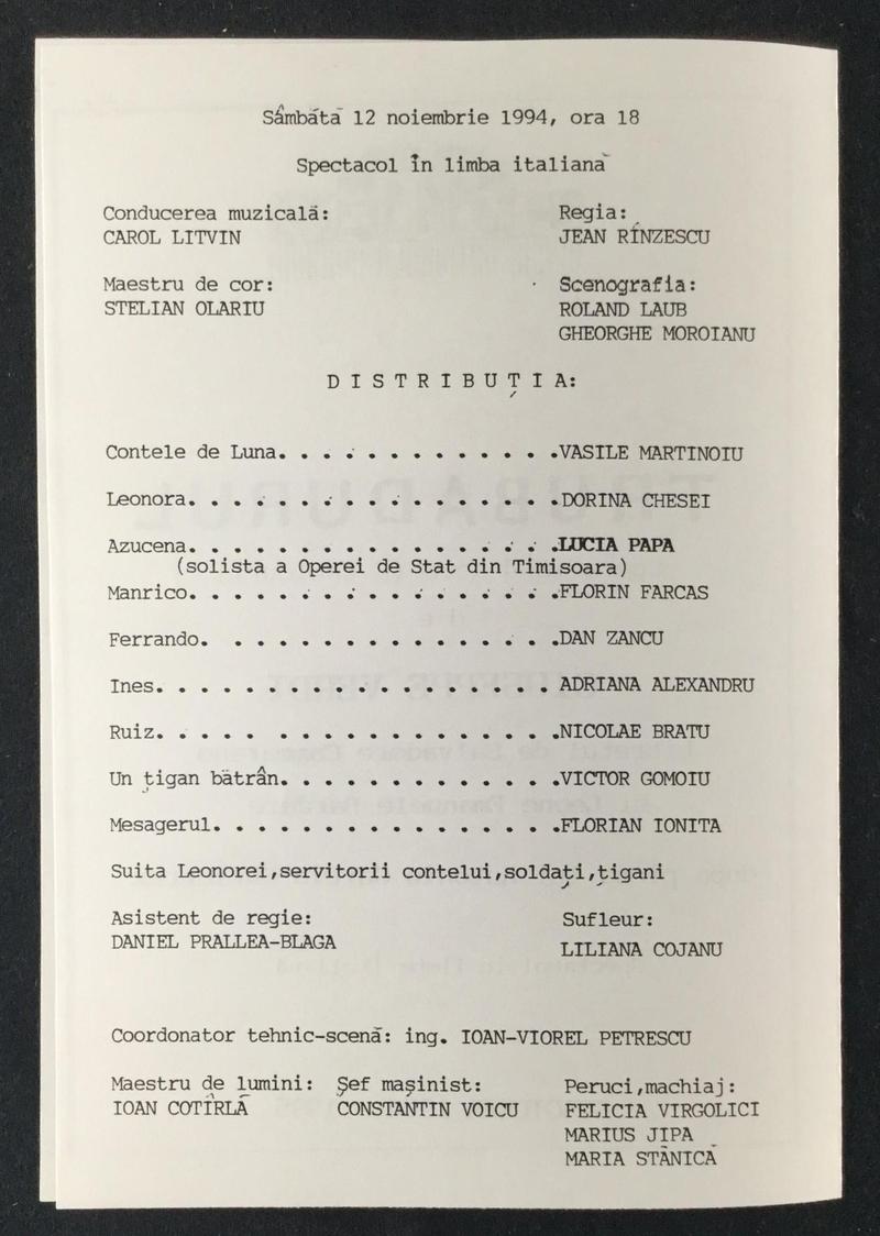 Contele de Luna în Trubadurul, 12 nov. 1994 (imaginea 1 din 3)