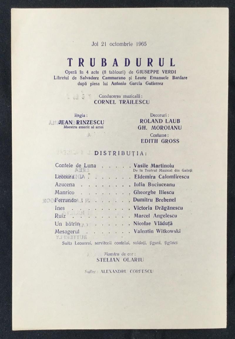 Contele de Luna în Trubadurul, 21 oct. 1965