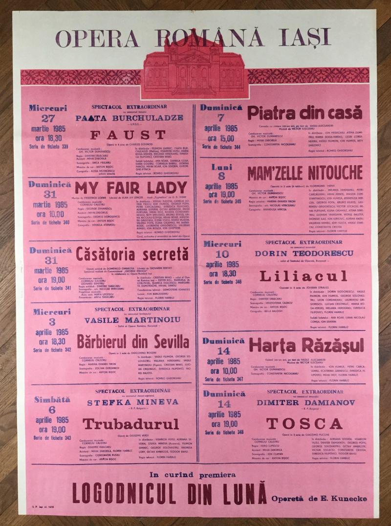 Figaro în Bărbierul din Sevilla, 3 apr. 1985