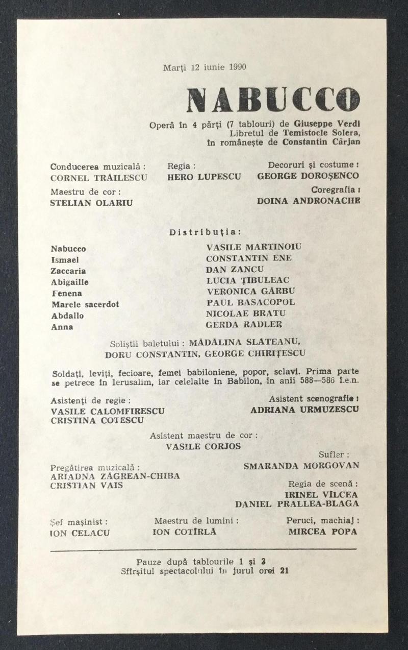 Nabucco în Nabucco, 12 iun. 1990