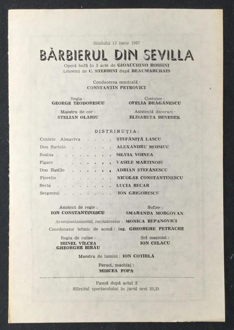 Figaro în Bărbierul din Sevilla, 13 iun. 1987