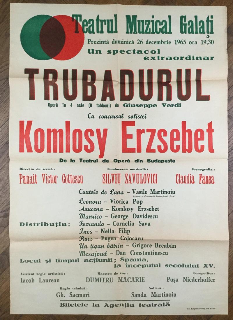Contele de Luna în Trubadurul, 26 dec. 1965