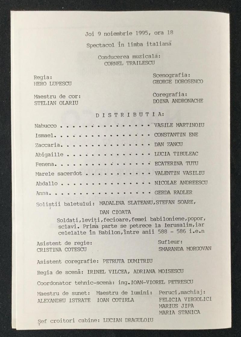 Nabucco în Nabucco, 9 nov. 1995 (imaginea 1 din 3)