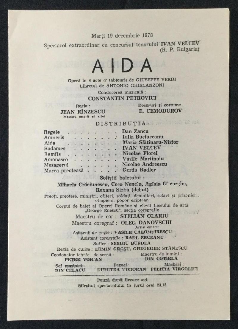 Amonastro în Aida, 19 dec. 1978 (imaginea 1 din 2)