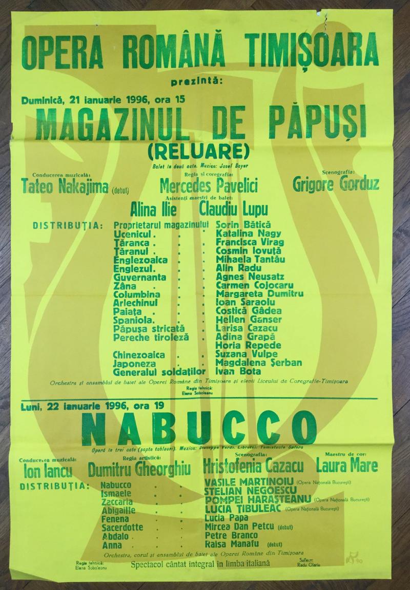 Nabucco în Nabucco, 22 ian. 1996