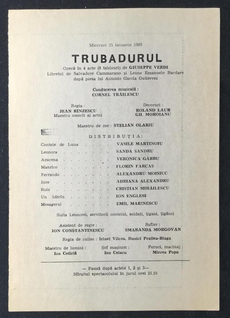 Contele de Luna în Trubadurul, 25 ian. 1989