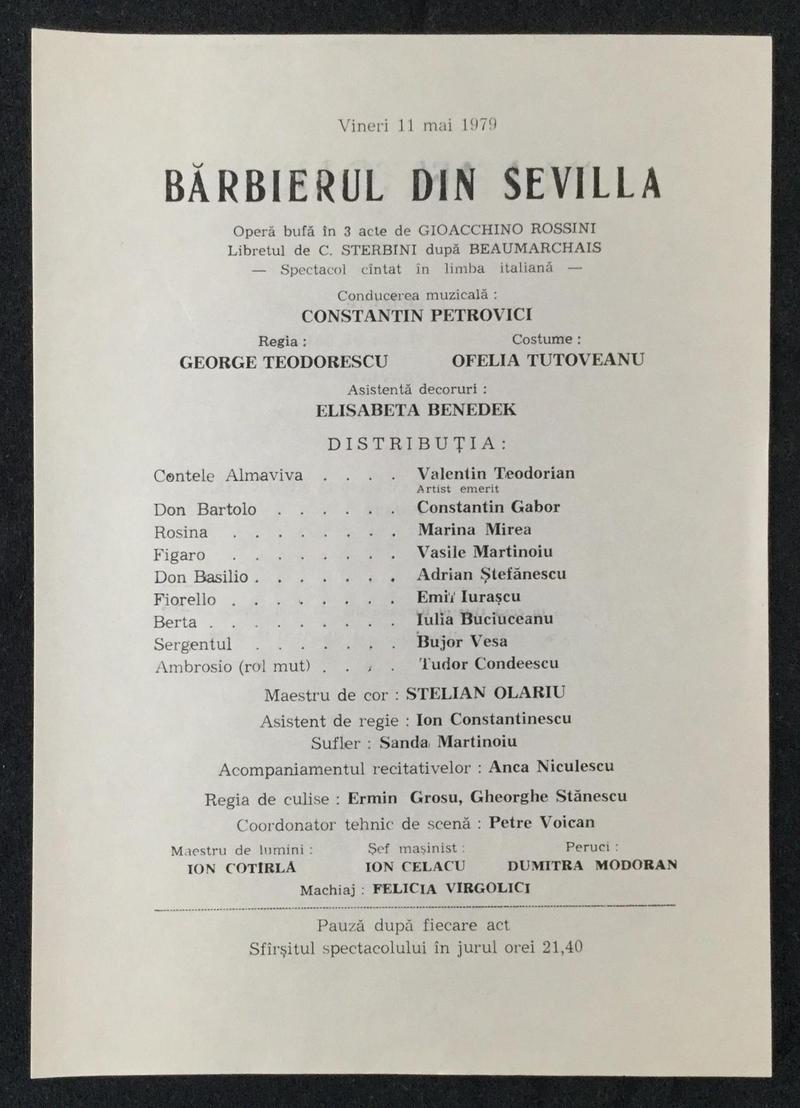 Figaro în Bărbierul din Sevilla, 11 mai 1979 (imaginea 1 din 2)