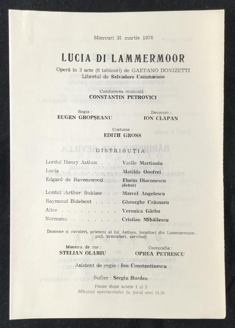 Lord Enrico Ashton în Lucia di Lammermoor, 31 mar. 1976 (imaginea 1 din 2)
