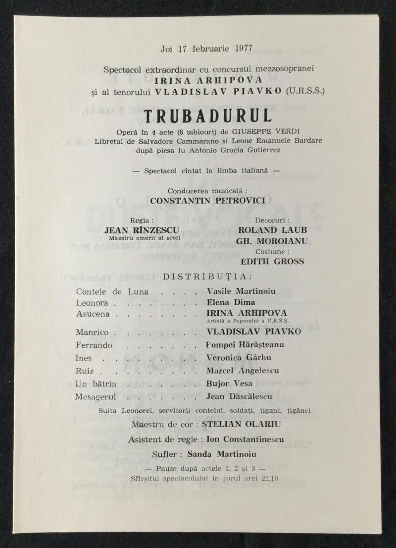 Contele de Luna în Trubadurul, 17 feb. 1977 (imaginea 1 din 2)