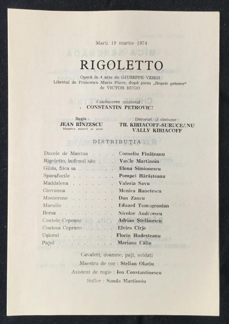 Rigoletto în Rigoletto, 19 mar. 1974 (imaginea 1 din 2)