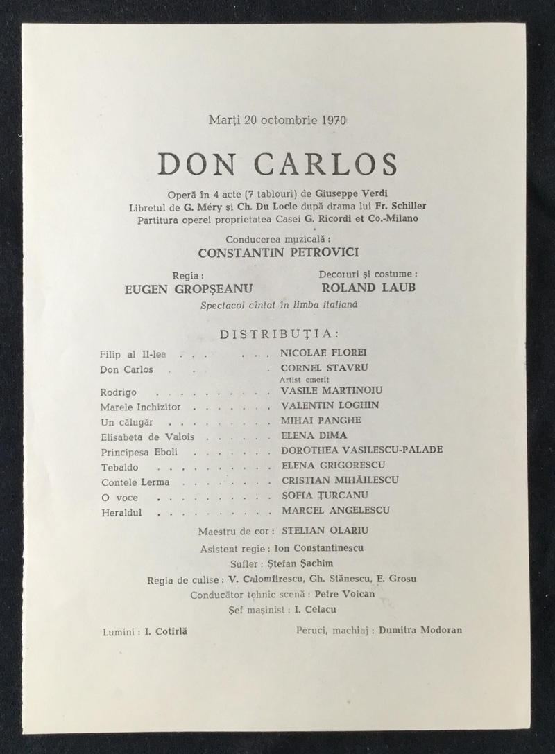 Rodrigo în Don Carlo, 20 oct. 1970