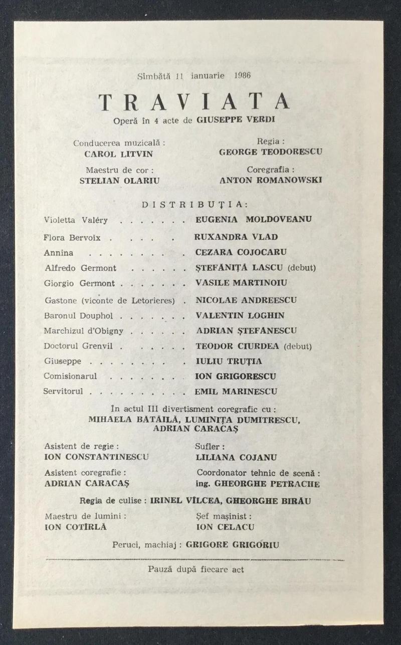 Giorgio Germont în Traviata, 11 ian. 1986