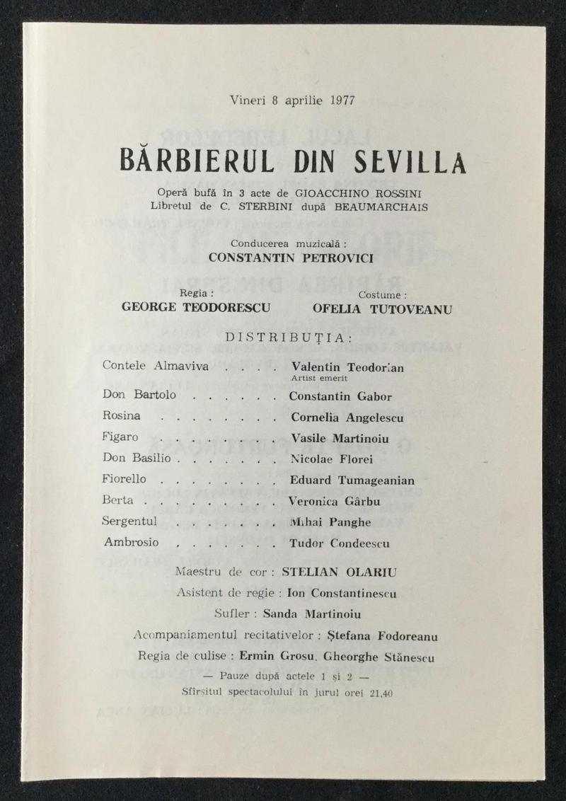 Figaro în Bărbierul din Sevilla, 8 apr. 1977 (imaginea 1 din 2)