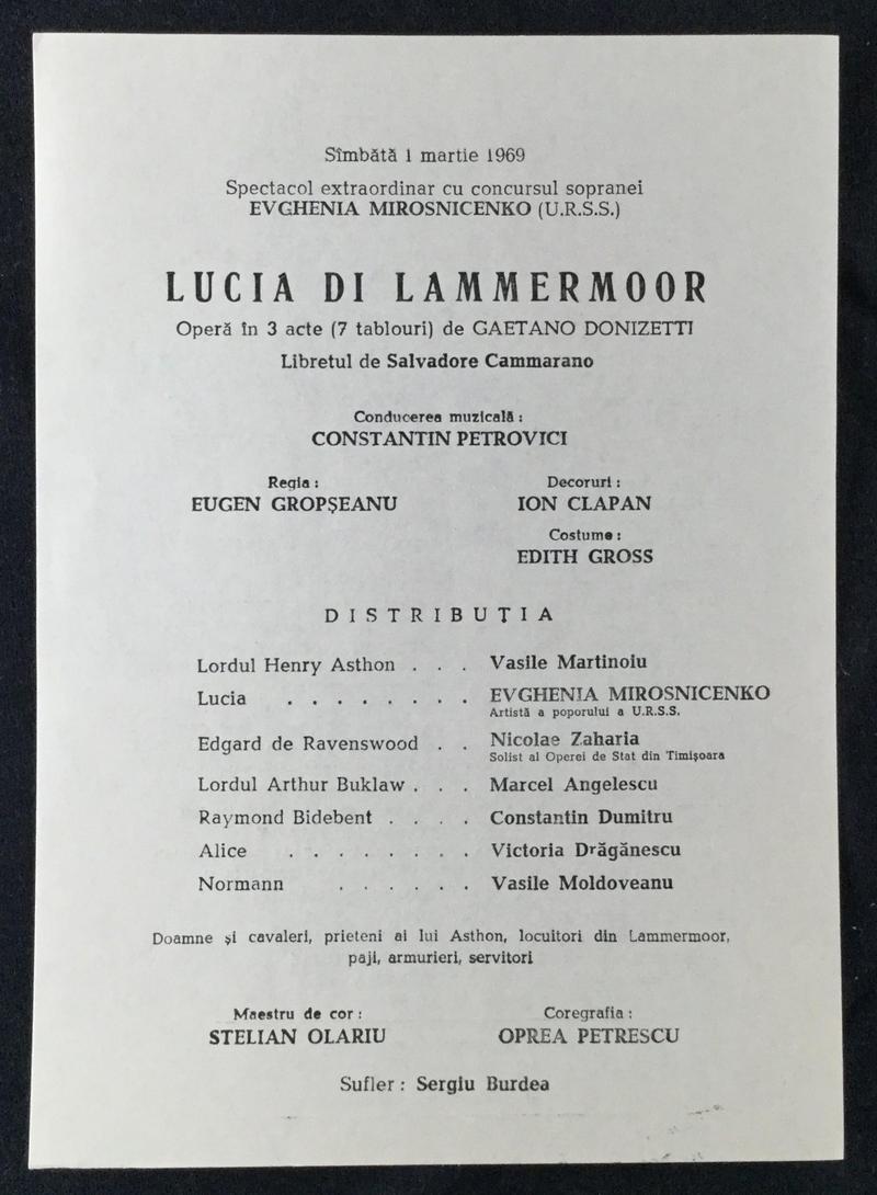 Lord Enrico Ashton în Lucia di Lammermoor, 1 mar. 1969