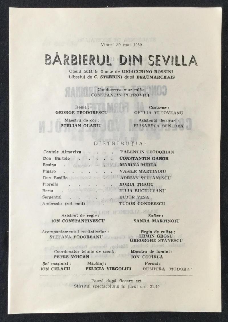 Figaro în Bărbierul din Sevilla, 30 mai 1980 (imaginea 1 din 2)