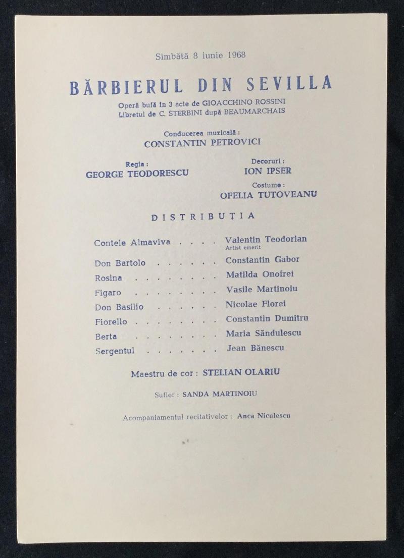 Figaro în Bărbierul din Sevilla, 8 iun. 1968