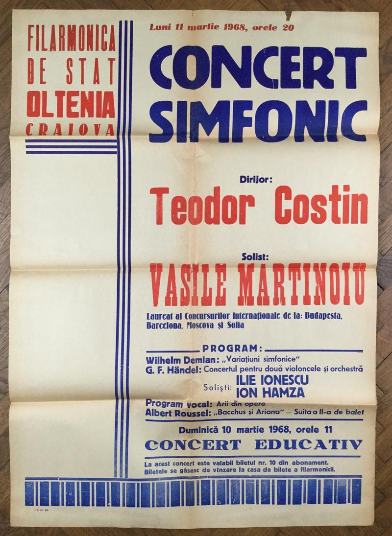 Concert simfonic la Filarmonica de stat Oltenia Craiova, 11 mar. 1968