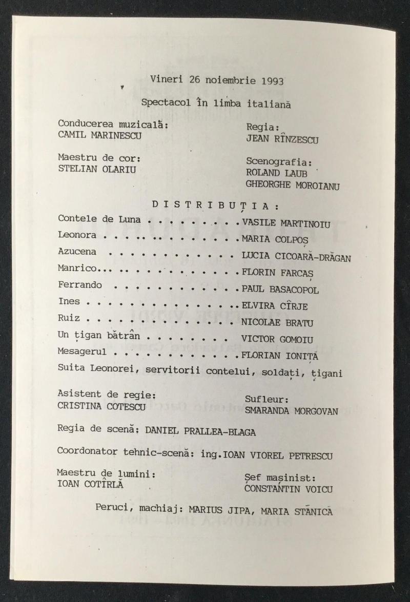 Contele de Luna în Trubadurul, 26 nov. 1993 (imaginea 1 din 3)
