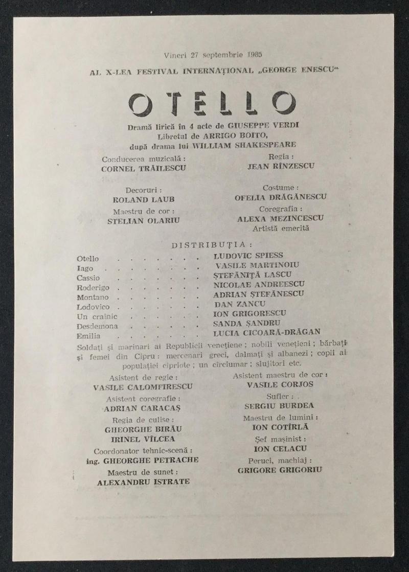 Iago în Otello, 27 sept. 1985 (imaginea 1 din 2)