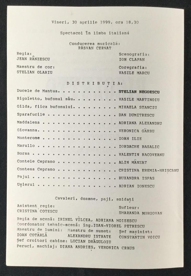 Rigoletto în Rigoletto, 30 apr. 1999 (imaginea 1 din 3)