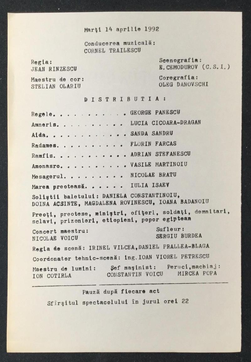 Amonastro în Aida, 14 apr. 1992 (imaginea 1 din 2)