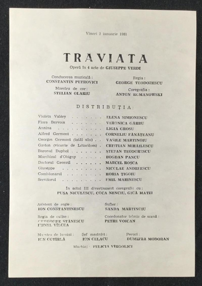 Giorgio Germont în Traviata, 2 ian. 1981