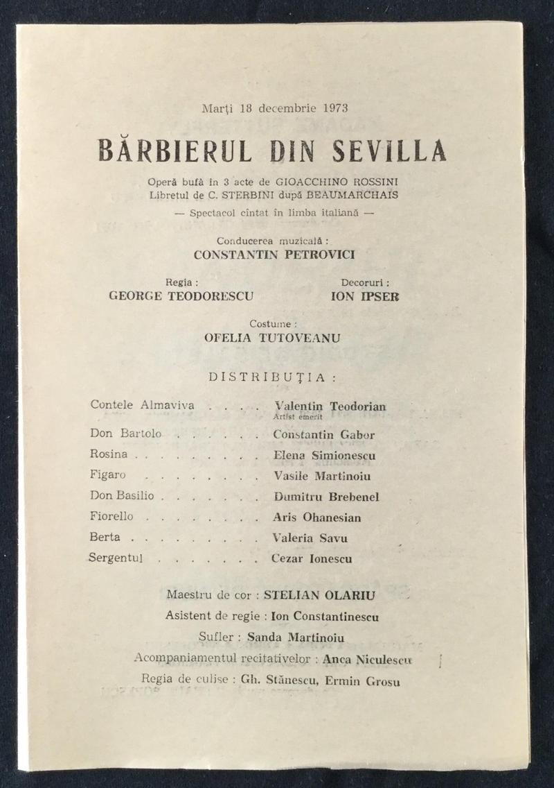 Figaro în Bărbierul din Sevilla, 18 dec. 1973 (imaginea 1 din 2)