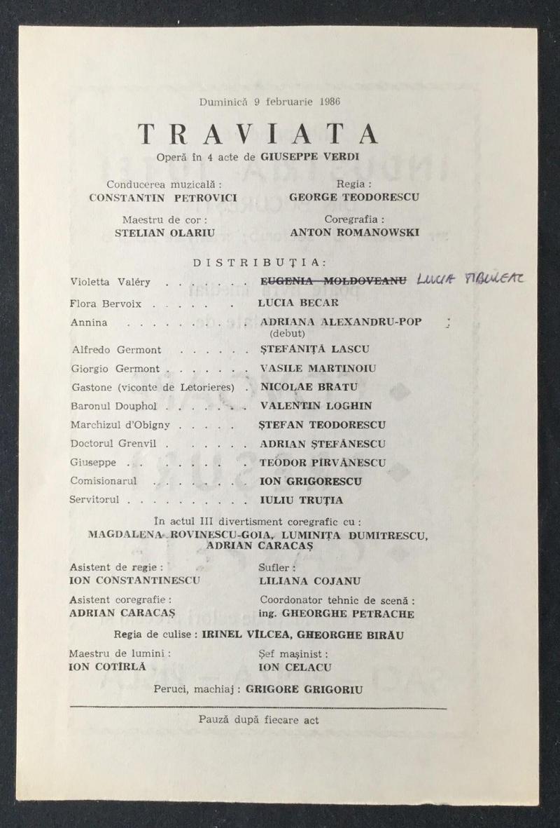 Giorgio Germont în Traviata, 9 feb. 1986