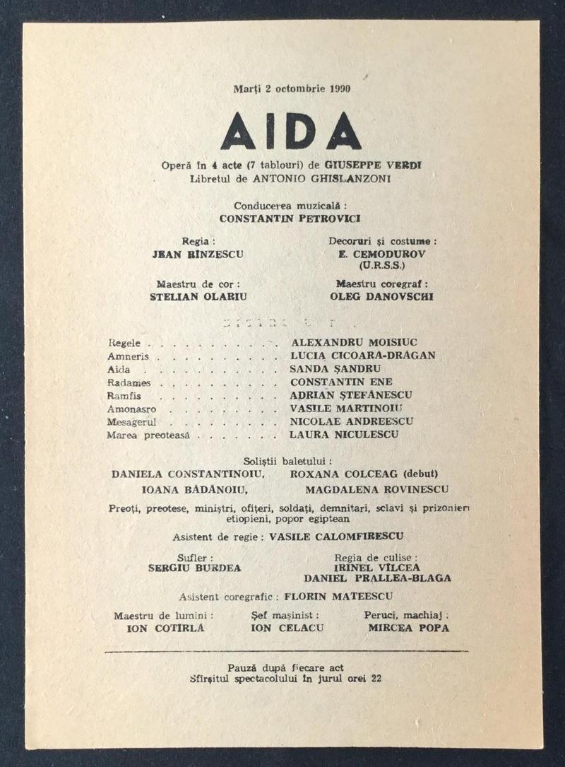 Amonastro în Aida, 2 oct. 1990