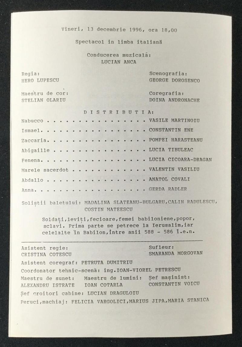 Nabucco în Nabucco, 13 dec. 1996 (imaginea 1 din 4)