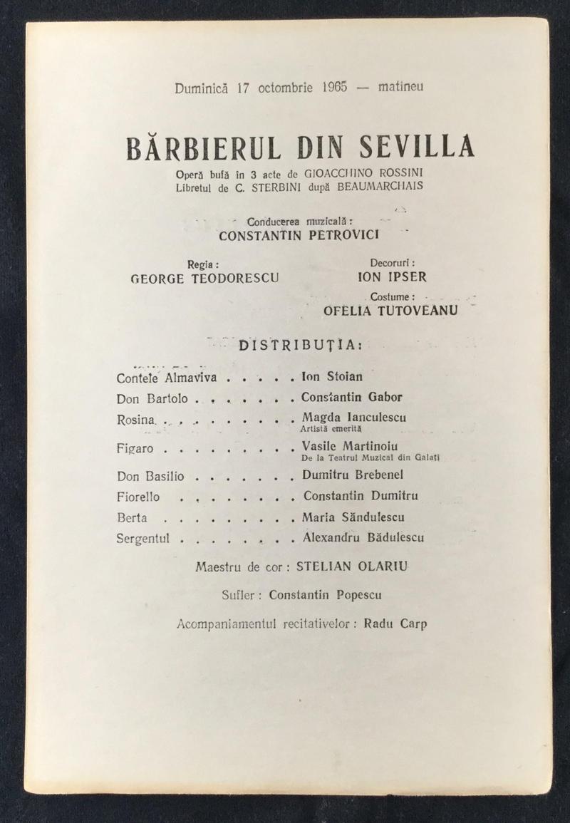 Figaro în Bărbierul din Sevilla, 17 oct. 1965 (imaginea 1 din 2)