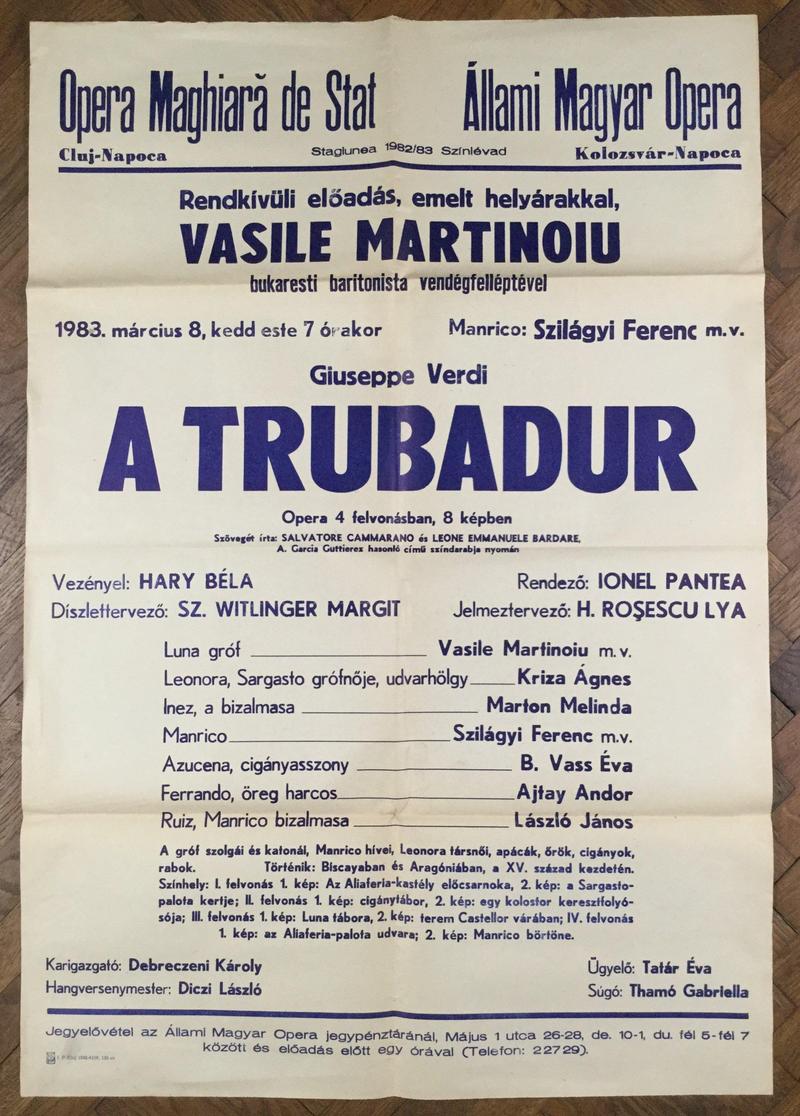 Contele de Luna în Trubadurul, 8 mar. 1983