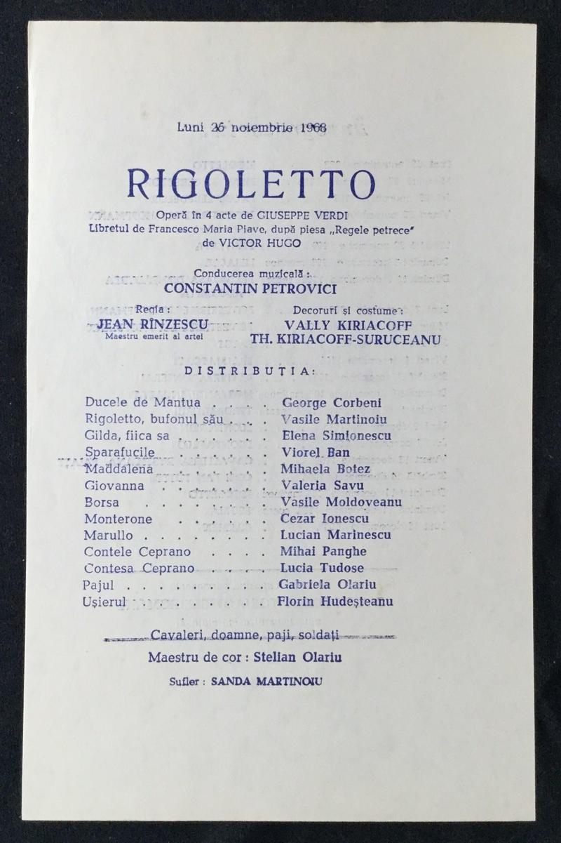 Rigoletto în Rigoletto, 25 nov. 1968 (imaginea 1 din 2)