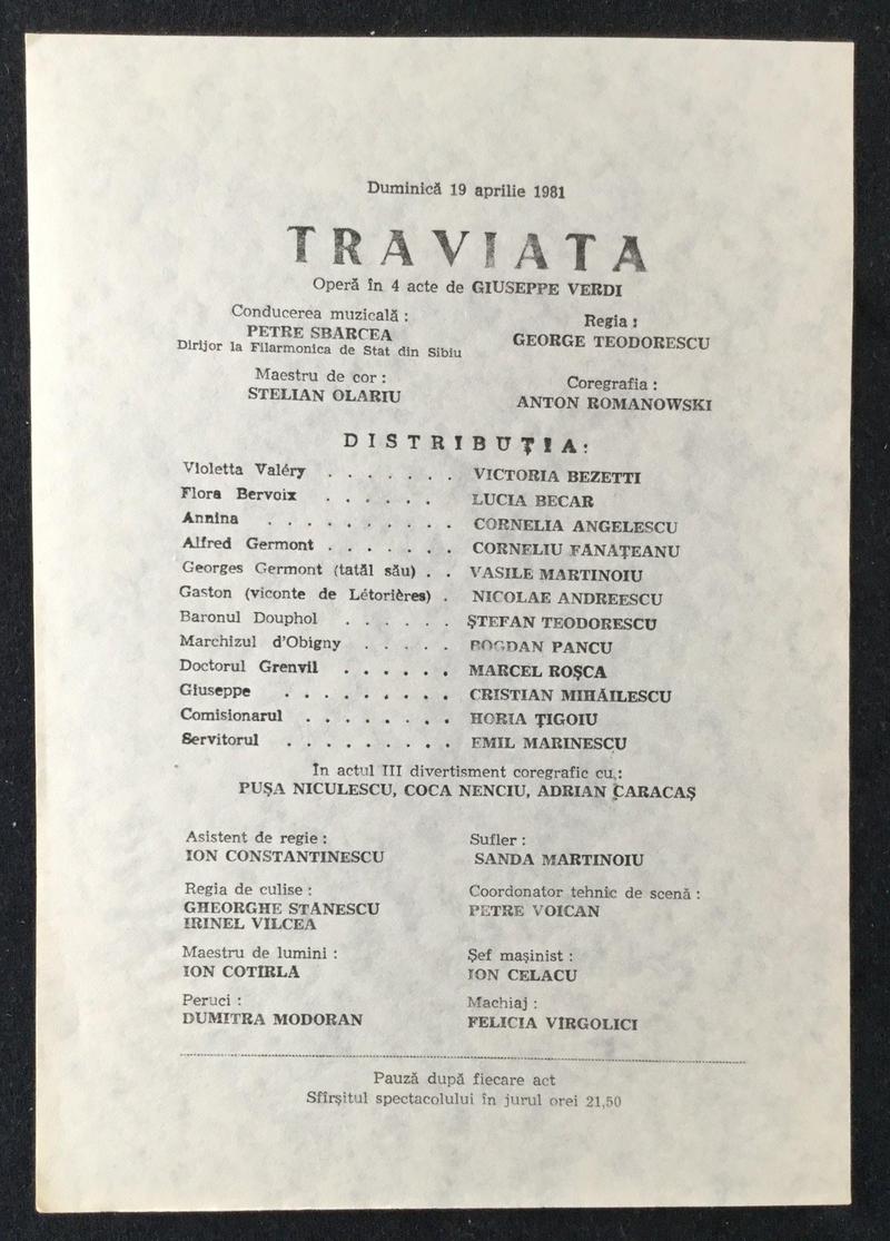 Giorgio Germont în Traviata, 19 apr. 1981