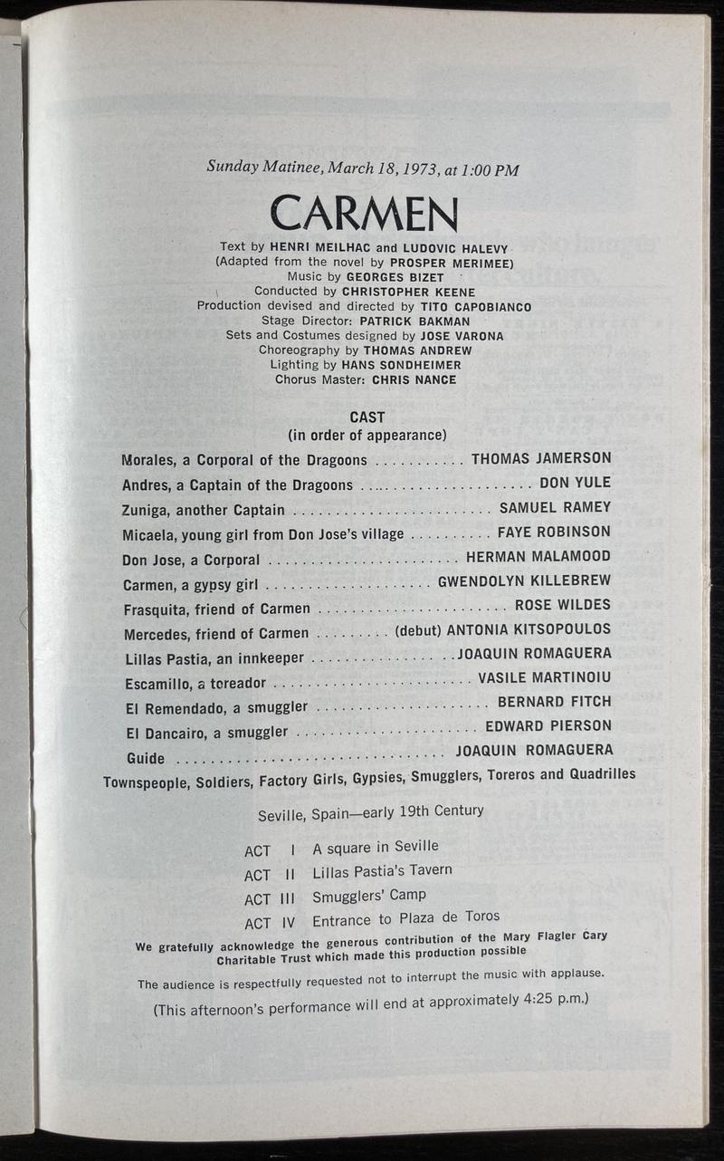 Escamilio în Carmen, 18 mar. 1973 (imaginea 1 din 3)