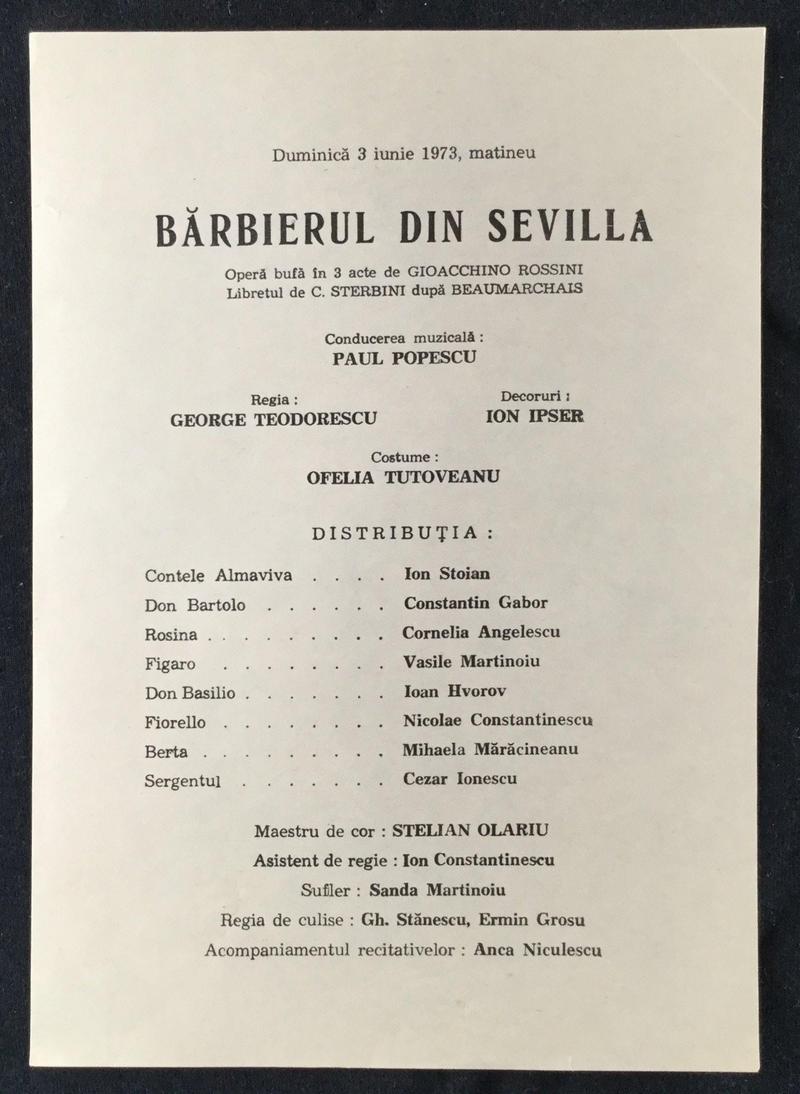 Figaro în Bărbierul din Sevilla, 3 iun. 1973