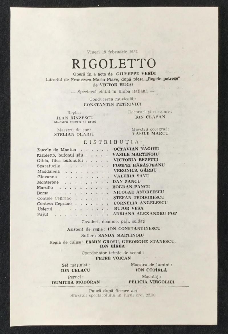 Rigoletto în Rigoletto, 19 feb. 1982 (imaginea 1 din 2)