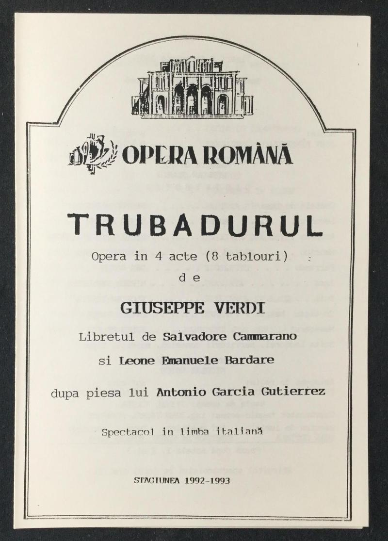 Contele de Luna în Trubadurul, 5 feb. 1993 (imaginea 2 din 3)